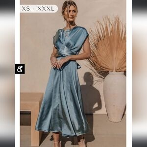 Bohme blue satin midi dress